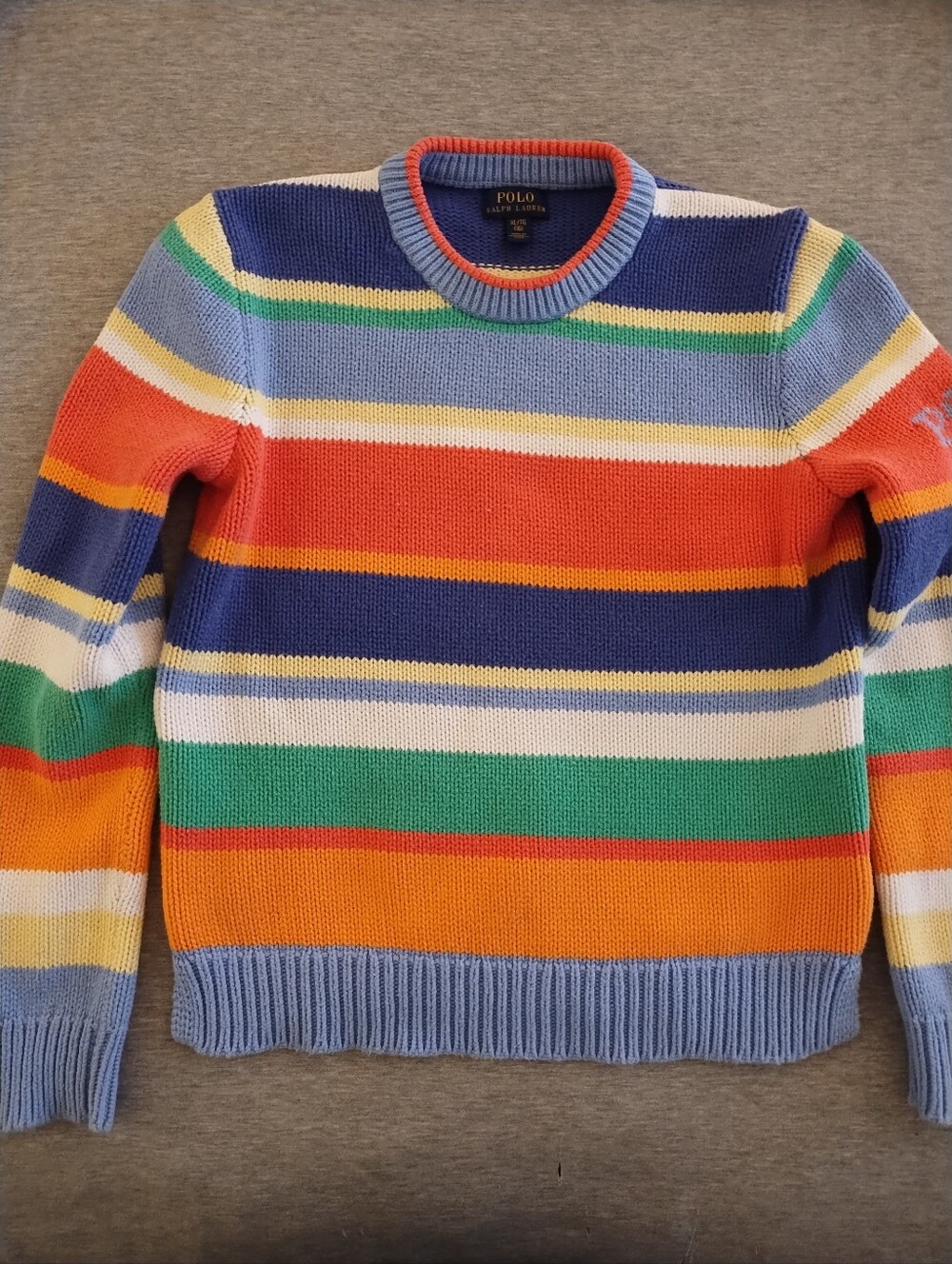 Polo Ralph Lauren Multi Striped Kids Crewneck Pullover Sweater - Size XL/TG (16)